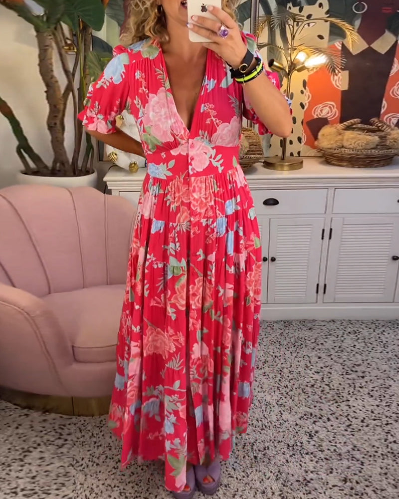 Rosa™ - Jurk met bloemenprint V-hals