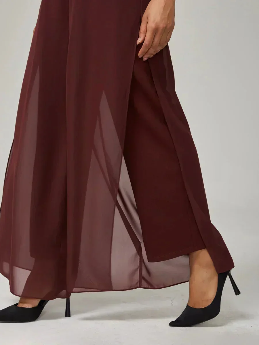 Marilivra - Rechte Broek met Chiffon Split