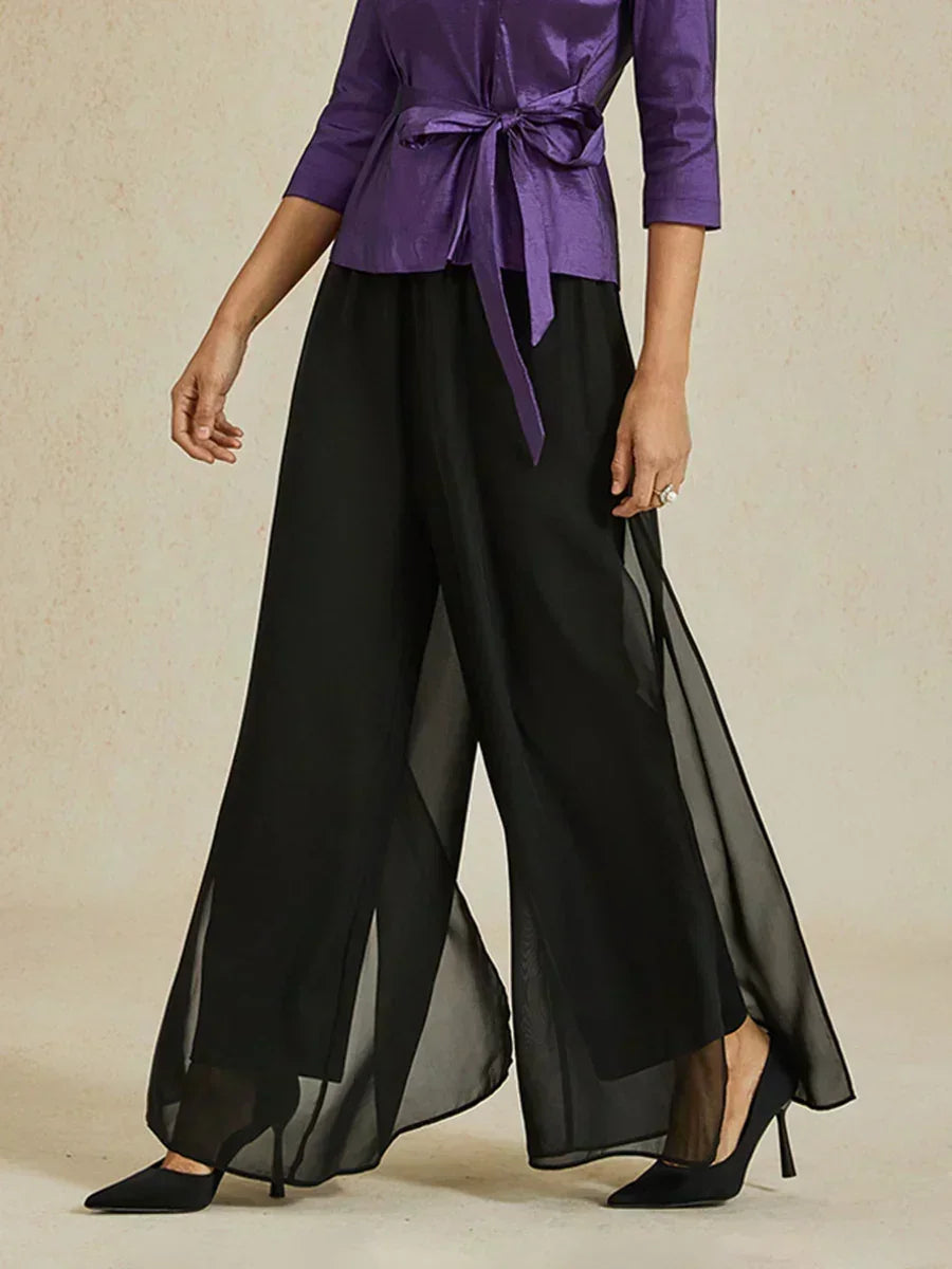 Marilivra - Rechte Broek met Chiffon Split