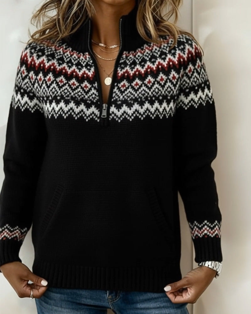 Brisavelle - Vintage Trui met Ritskraag