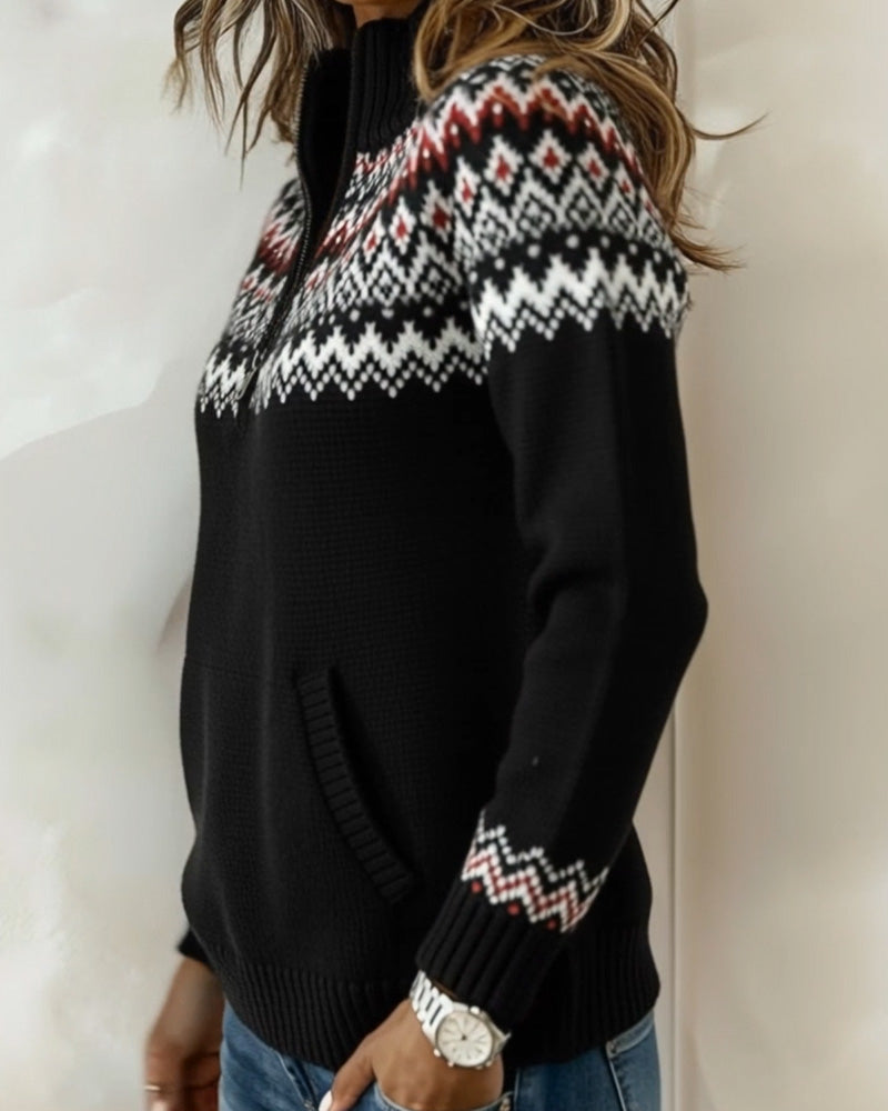 Brisavelle - Vintage Trui met Ritskraag