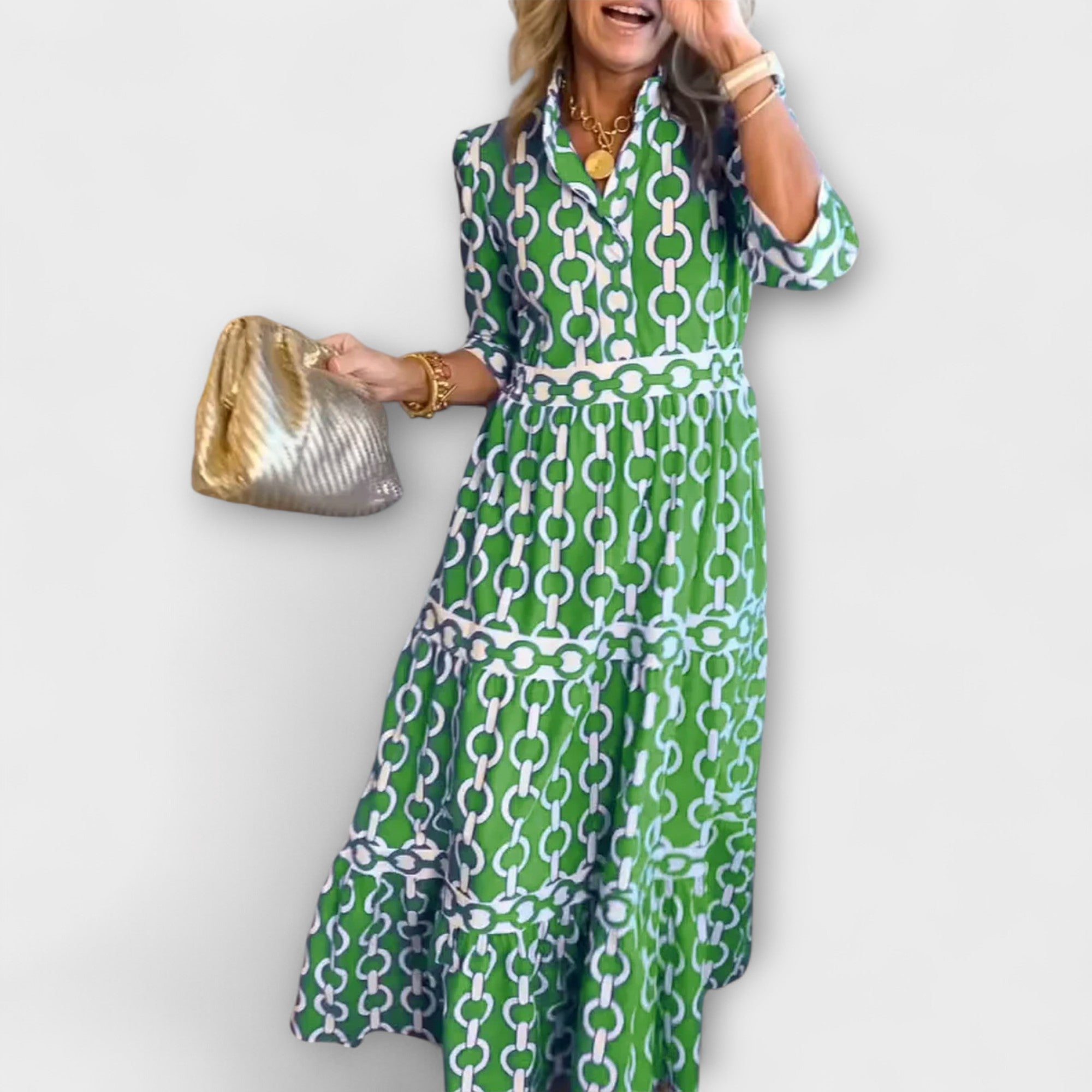Corinna™ - midi-jurk met kettingmotief