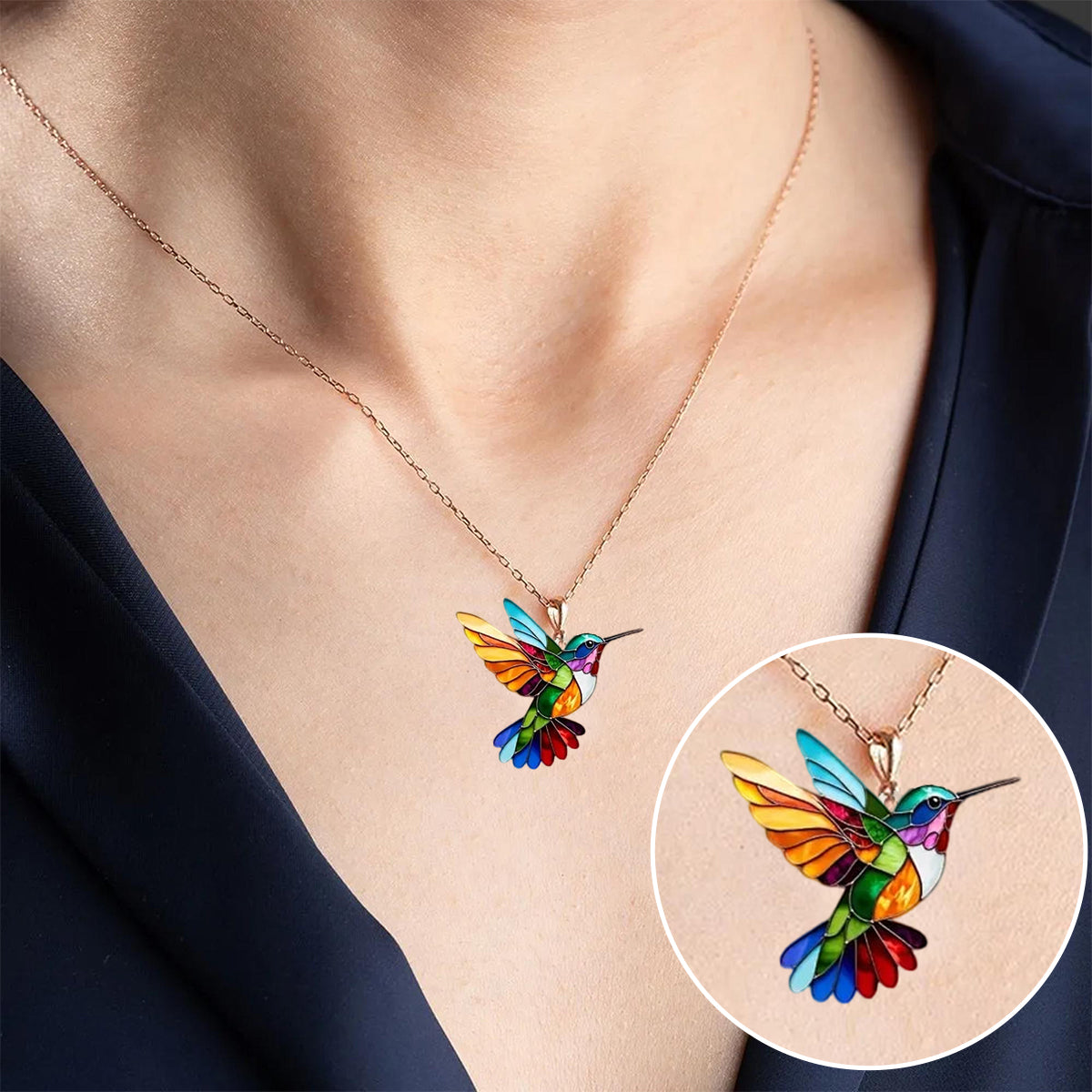Helirianne - Elegante Hummingbird Ketting en Oorbellen
