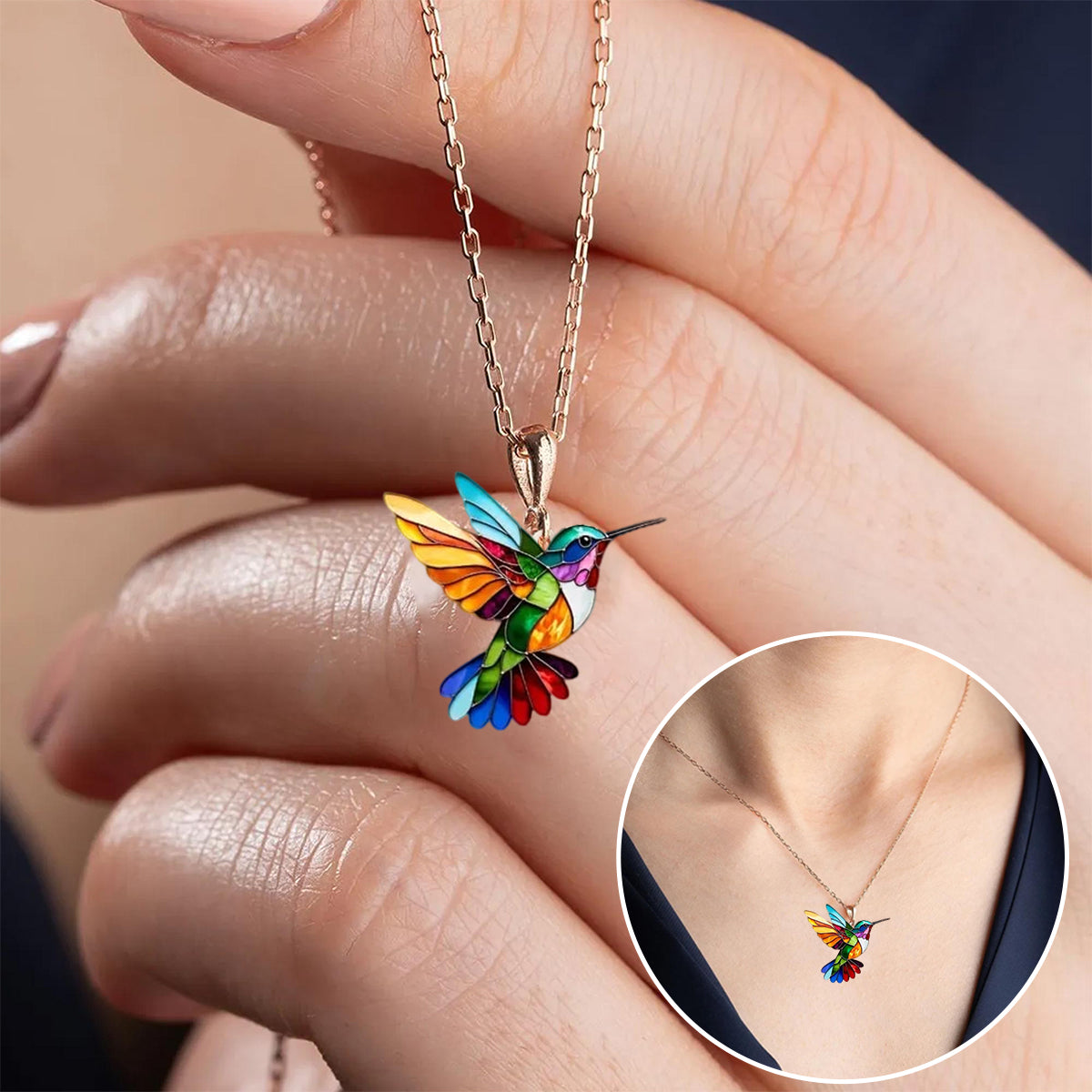 Helirianne - Elegante Hummingbird Ketting en Oorbellen