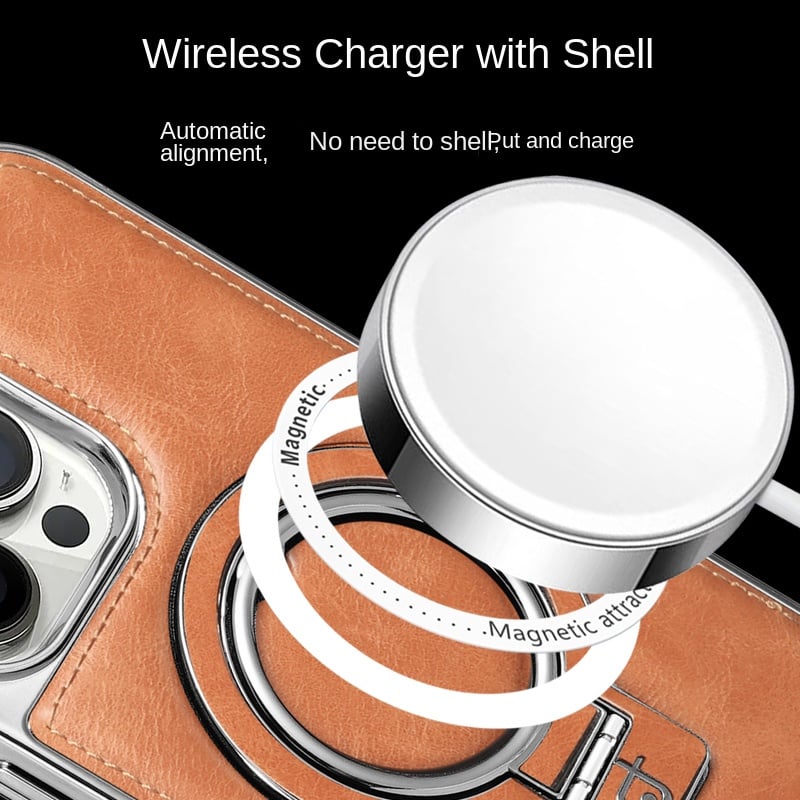 Jalira™ - Luxe lederen iPhone-hoesje met onzichtbare standaard