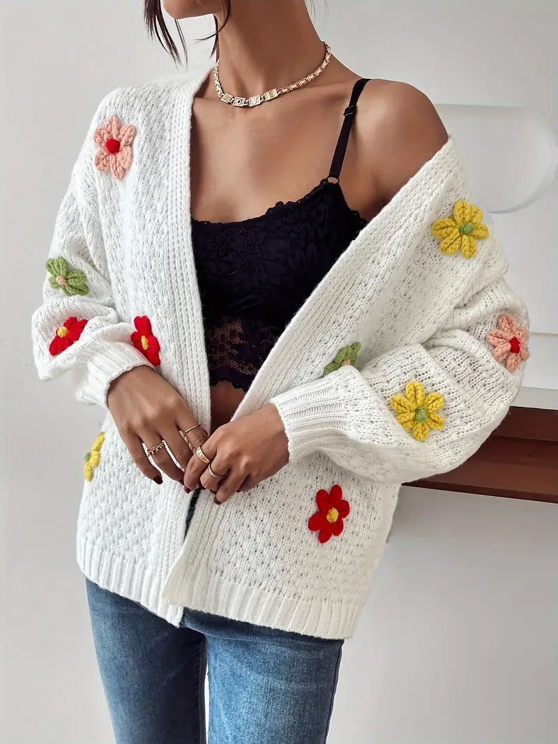 Risette™ - Gebreid gebloemd vest