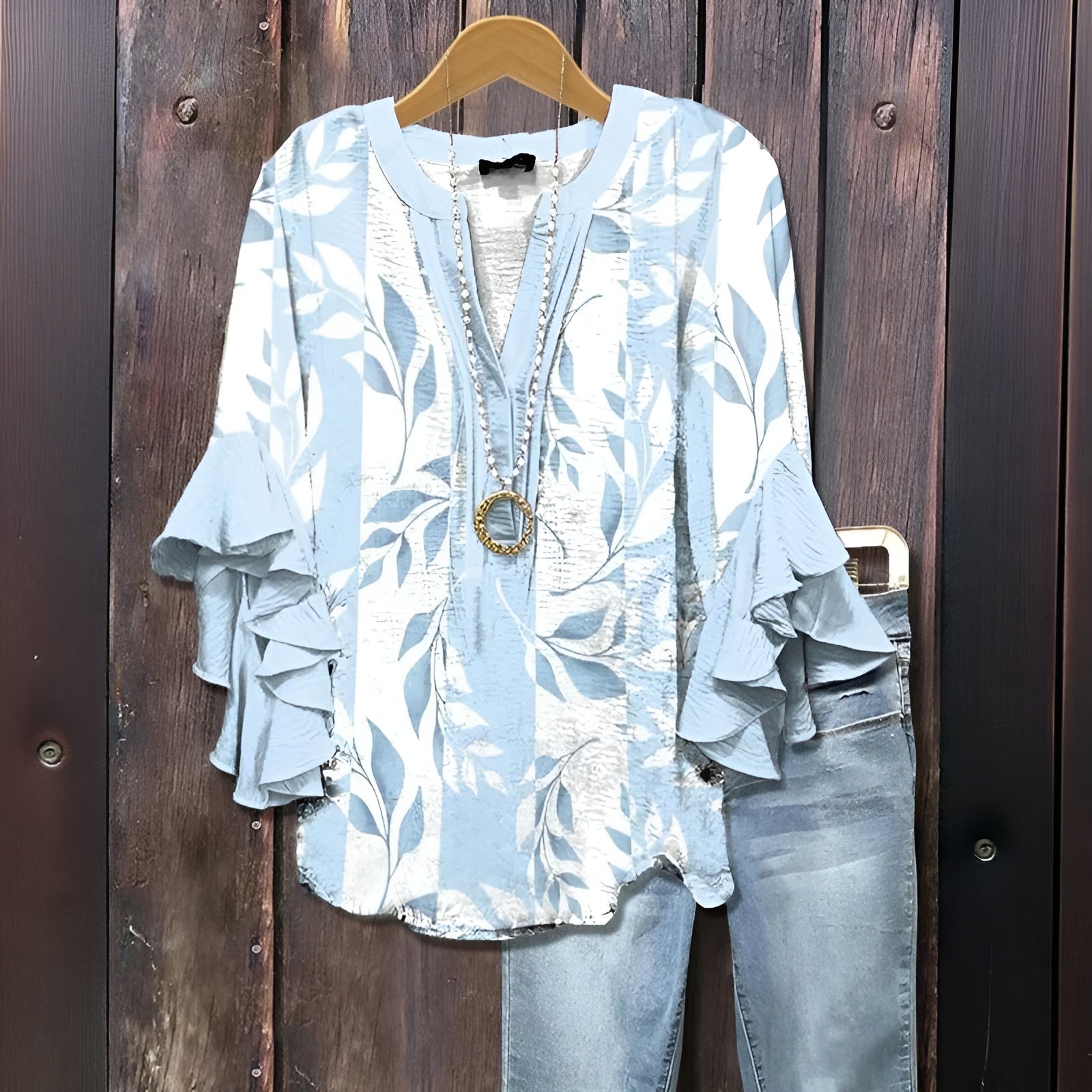 Elyara™ - Casual blouse met bladmotief