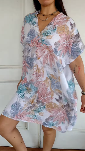 Lior™ - Casual jurk met bloemenprint van katoen en linnen