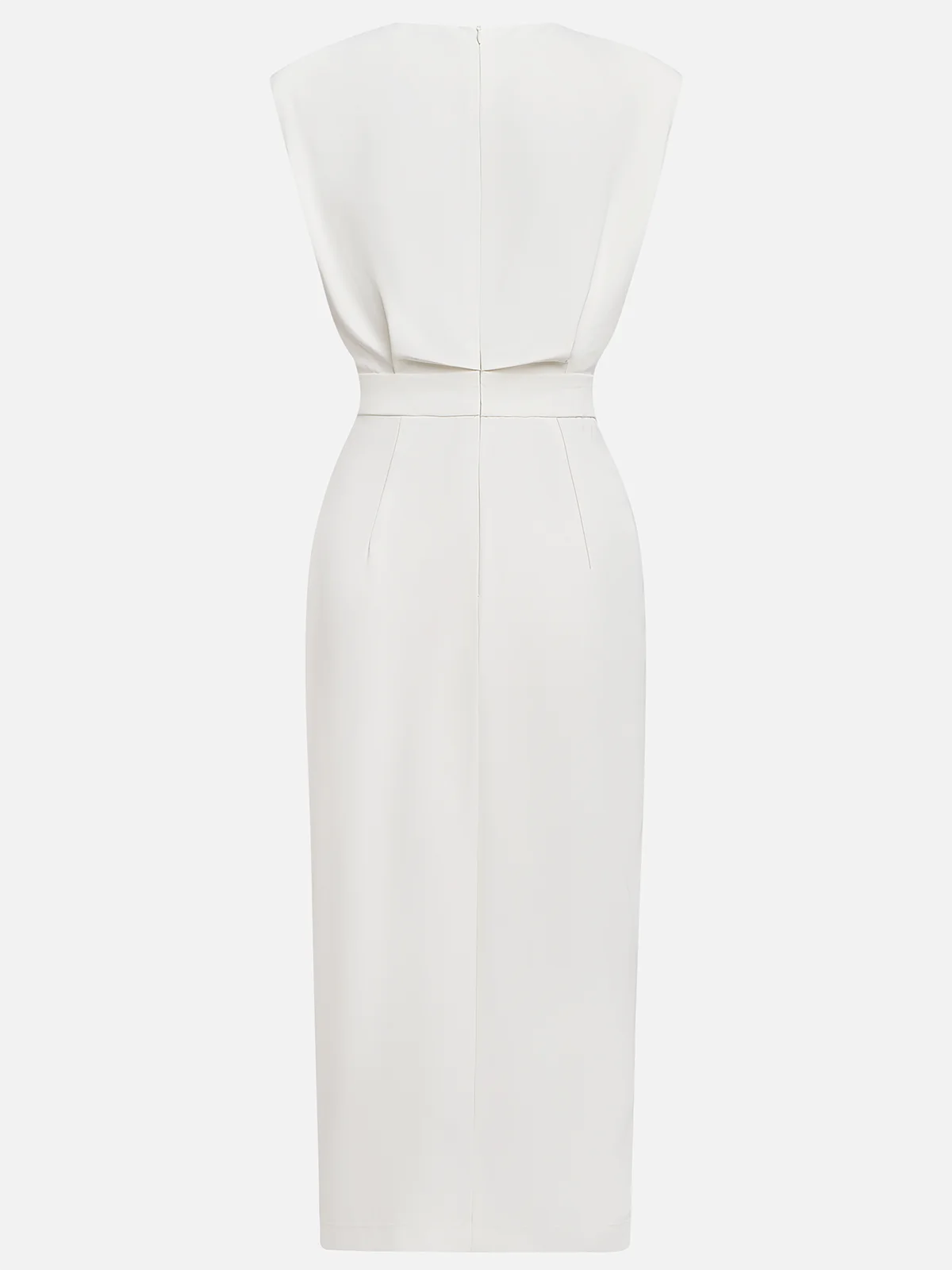 Floralia™ - Effen midi-jurk met knoopsplit en ronde halslijn