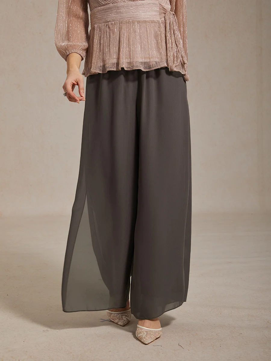 Marilivra - Rechte Broek met Chiffon Split