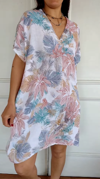 Lior™ - Casual jurk met bloemenprint van katoen en linnen