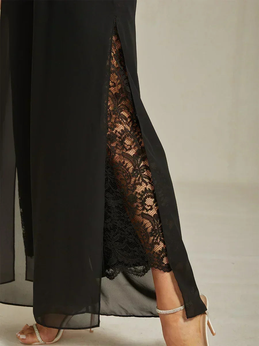 Marilivra - Rechte Broek met Chiffon Split