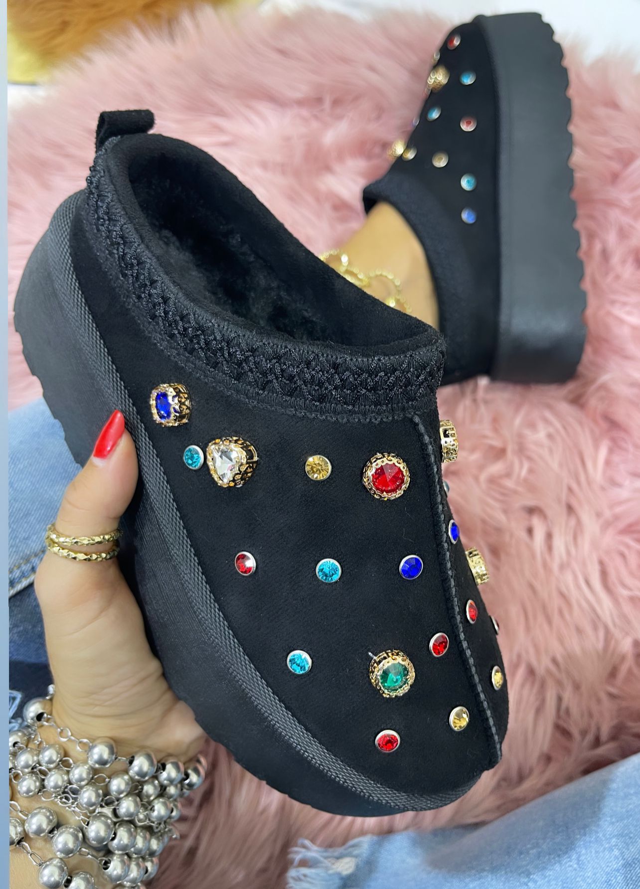 Joravelline - Comfortabele Muiltjes Versierd met Edelstenen