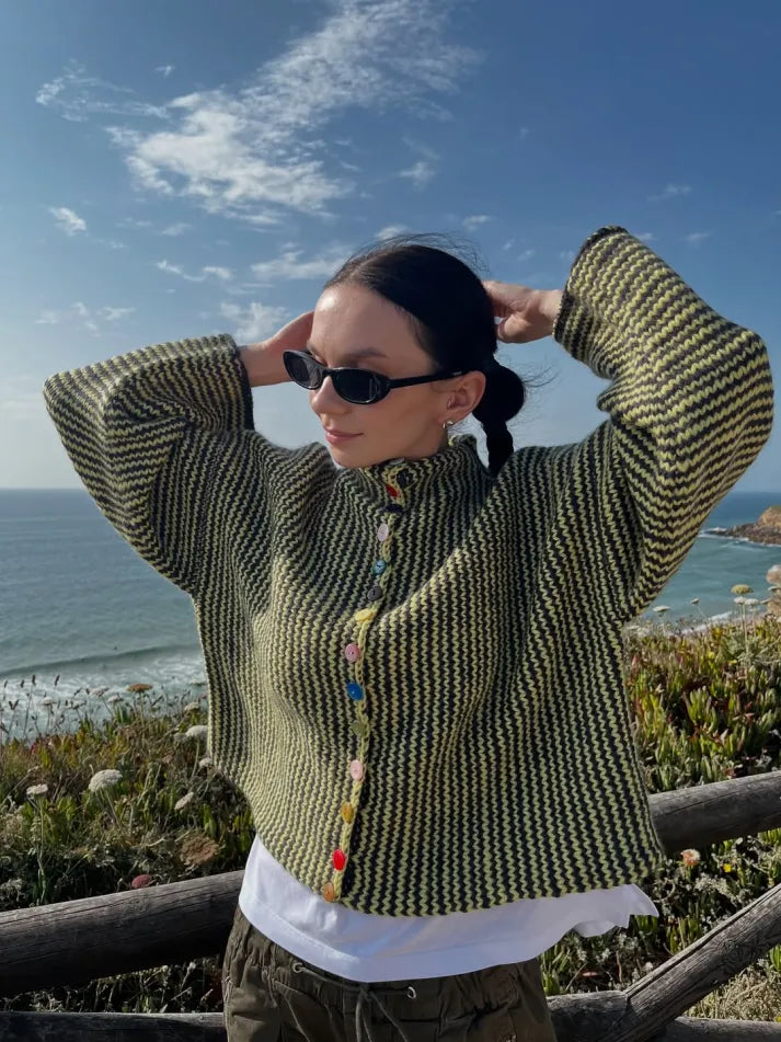 Brisalora - Gebreide Cardigan met Multikleurige Knopen