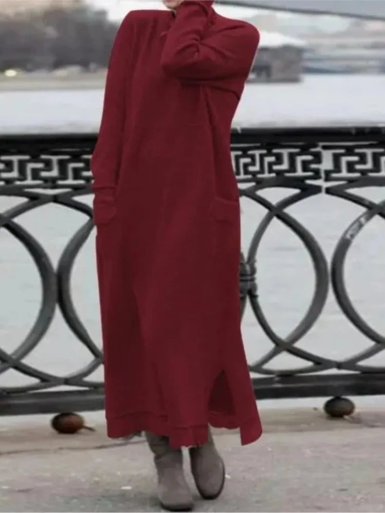 Delphine™ - Casual en warme lange fluwelen jurk