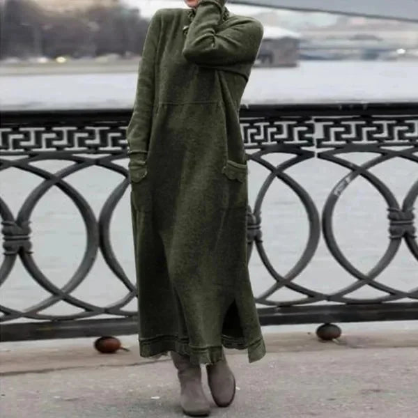 Delphine™ - Casual en warme lange fluwelen jurk