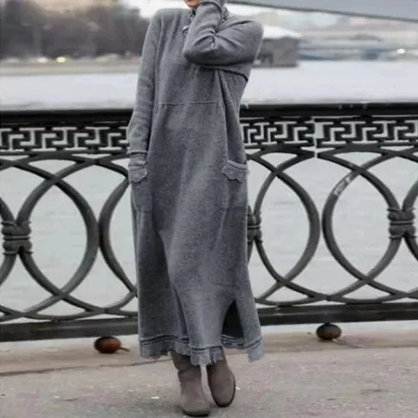 Delphine™ - Casual en warme lange fluwelen jurk