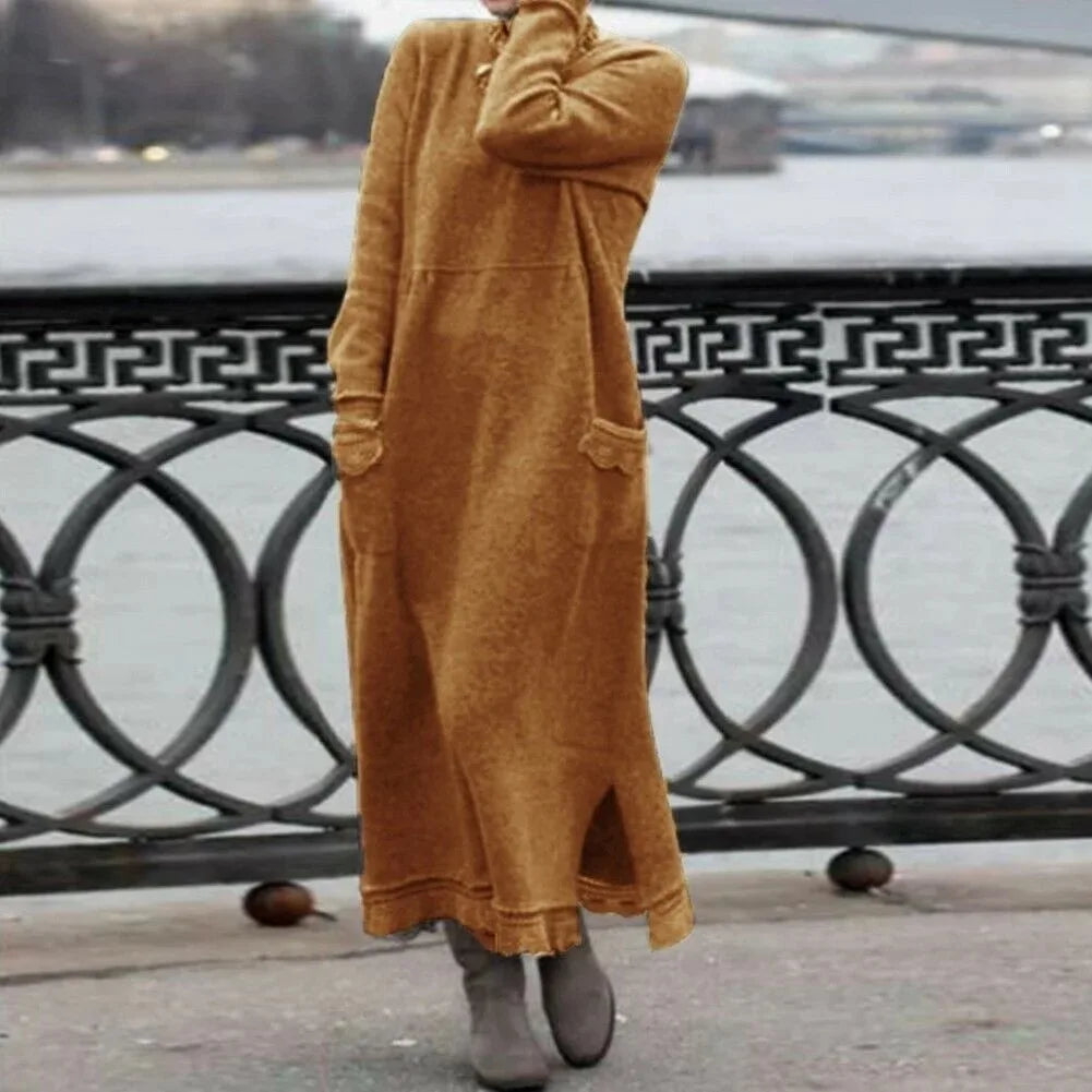 Delphine™ - Casual en warme lange fluwelen jurk
