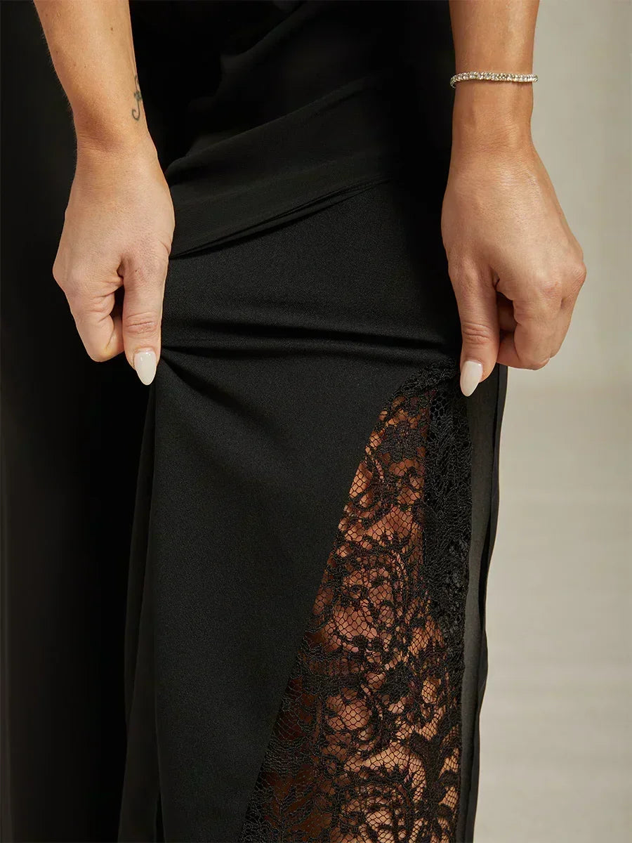 Marilivra - Rechte Broek met Chiffon Split