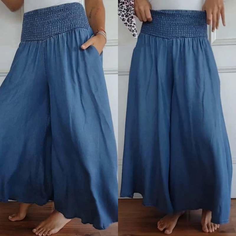 Pravina™ - Damesjeans met hoge taille en wijde pijpen