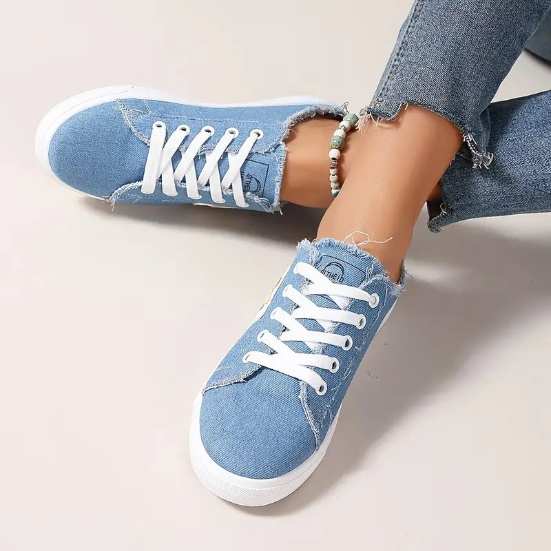 Cyrelia™ - Trendy en comfortabele platte veterschoenen van canvas die overal bij passen