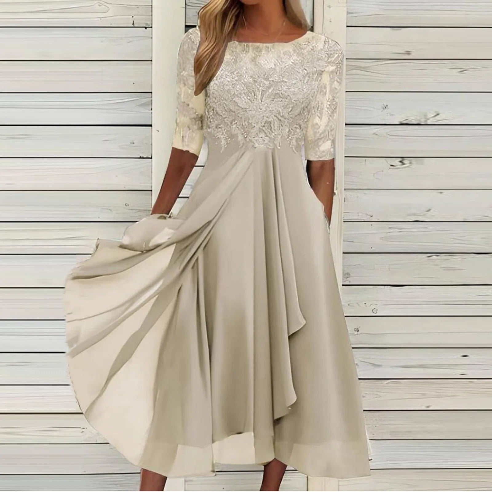 Amya™ - Elegante Geborduurde Chiffon Jurk