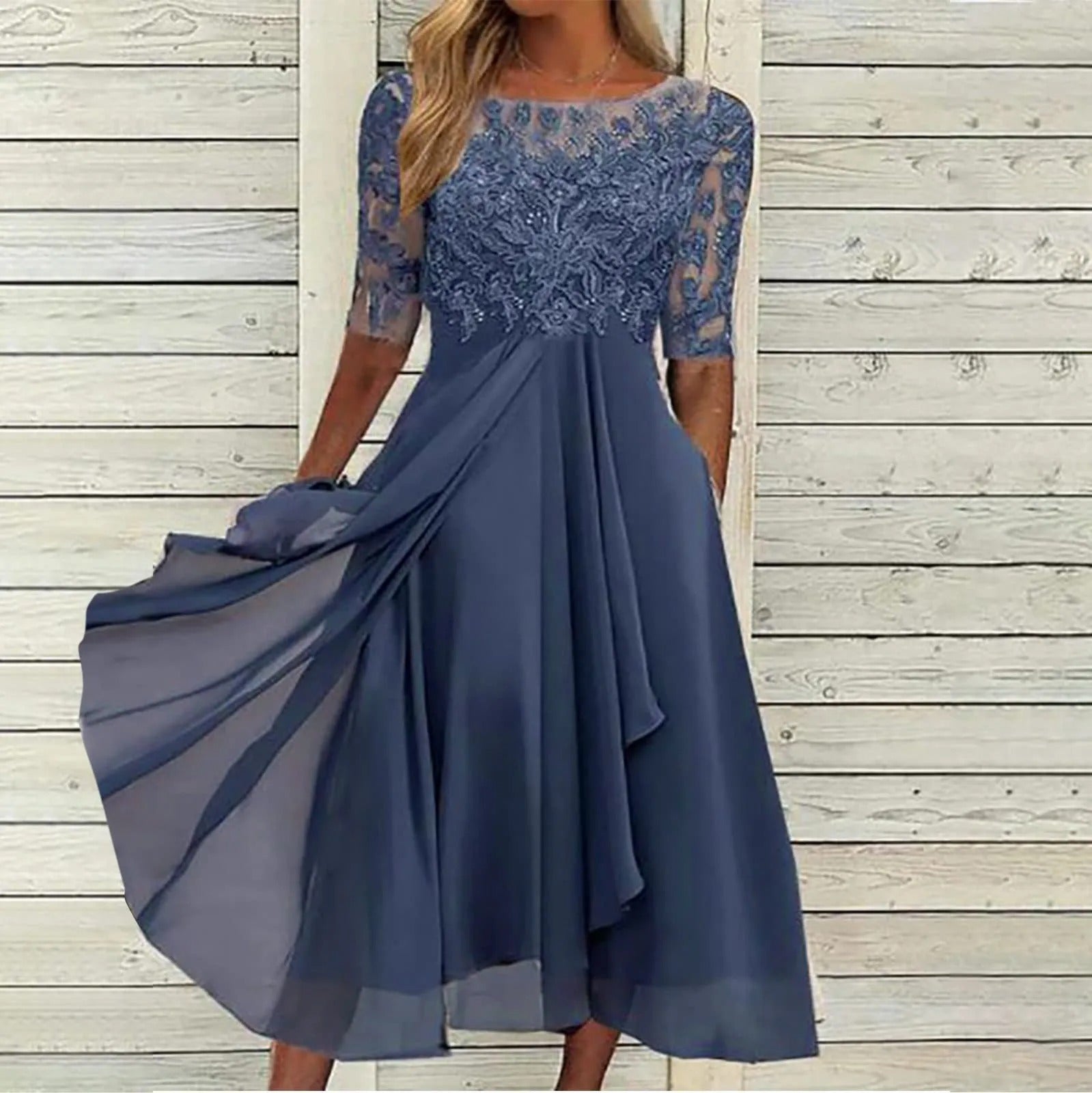 Amya™ - Elegante Geborduurde Chiffon Jurk