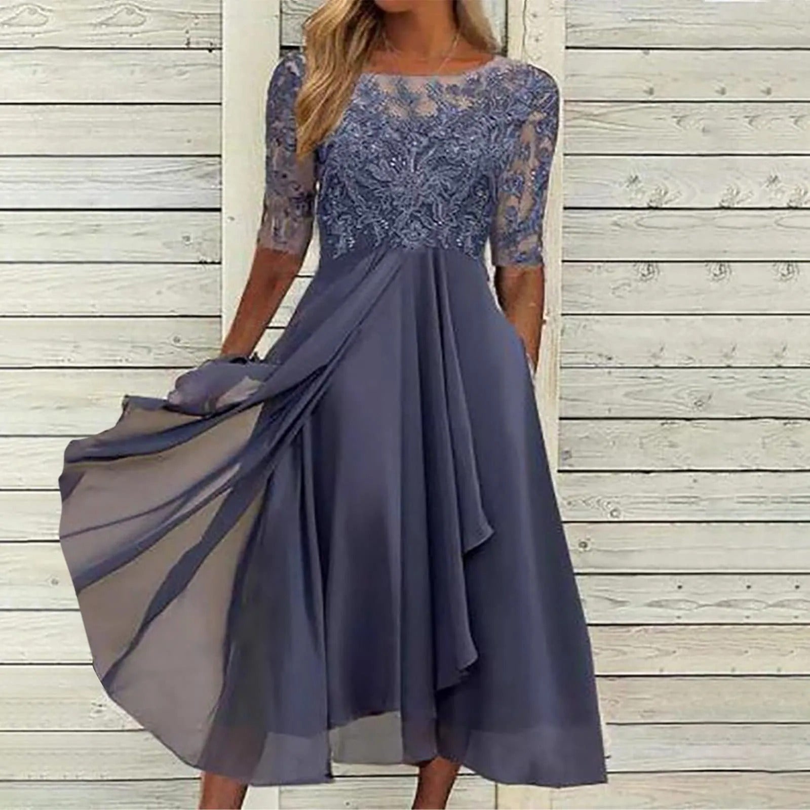 Amya™ - Elegante Geborduurde Chiffon Jurk