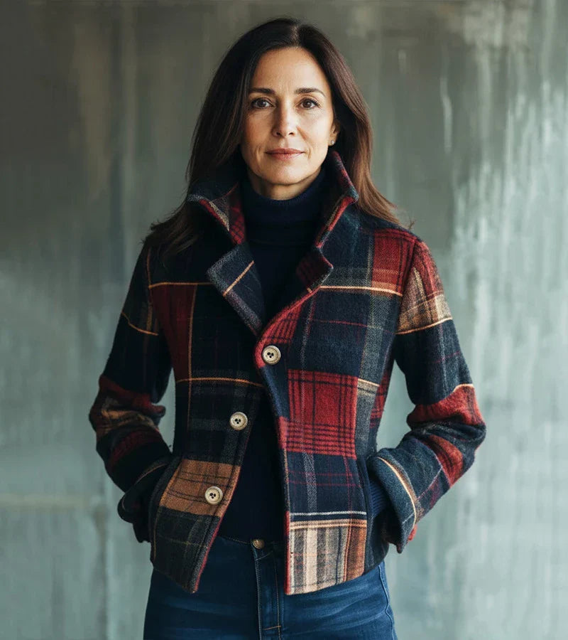 Dorinavessa - Vintage Geruite Warme Jas, Tijdloze Stijl