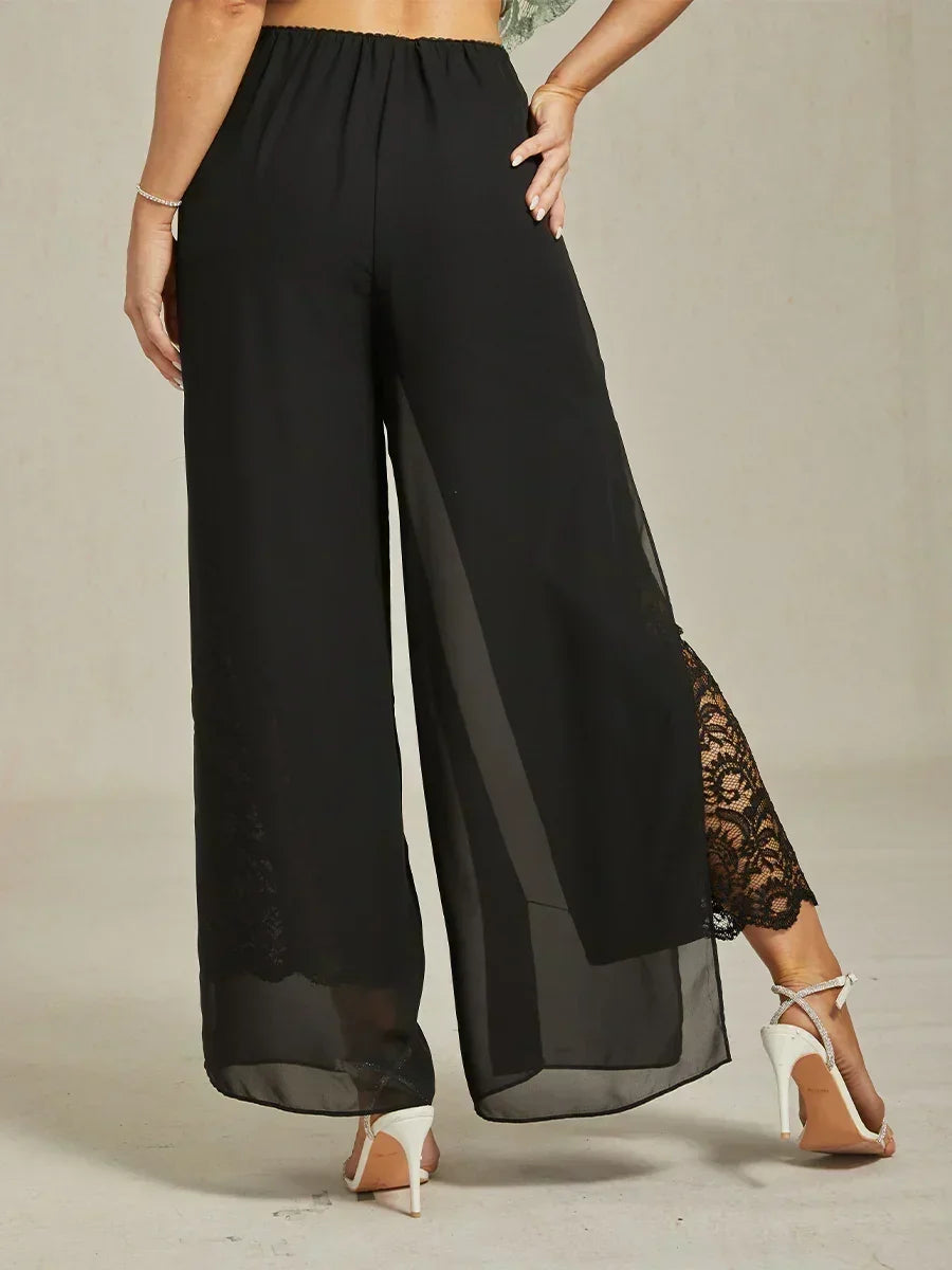 Marilivra - Rechte Broek met Chiffon Split
