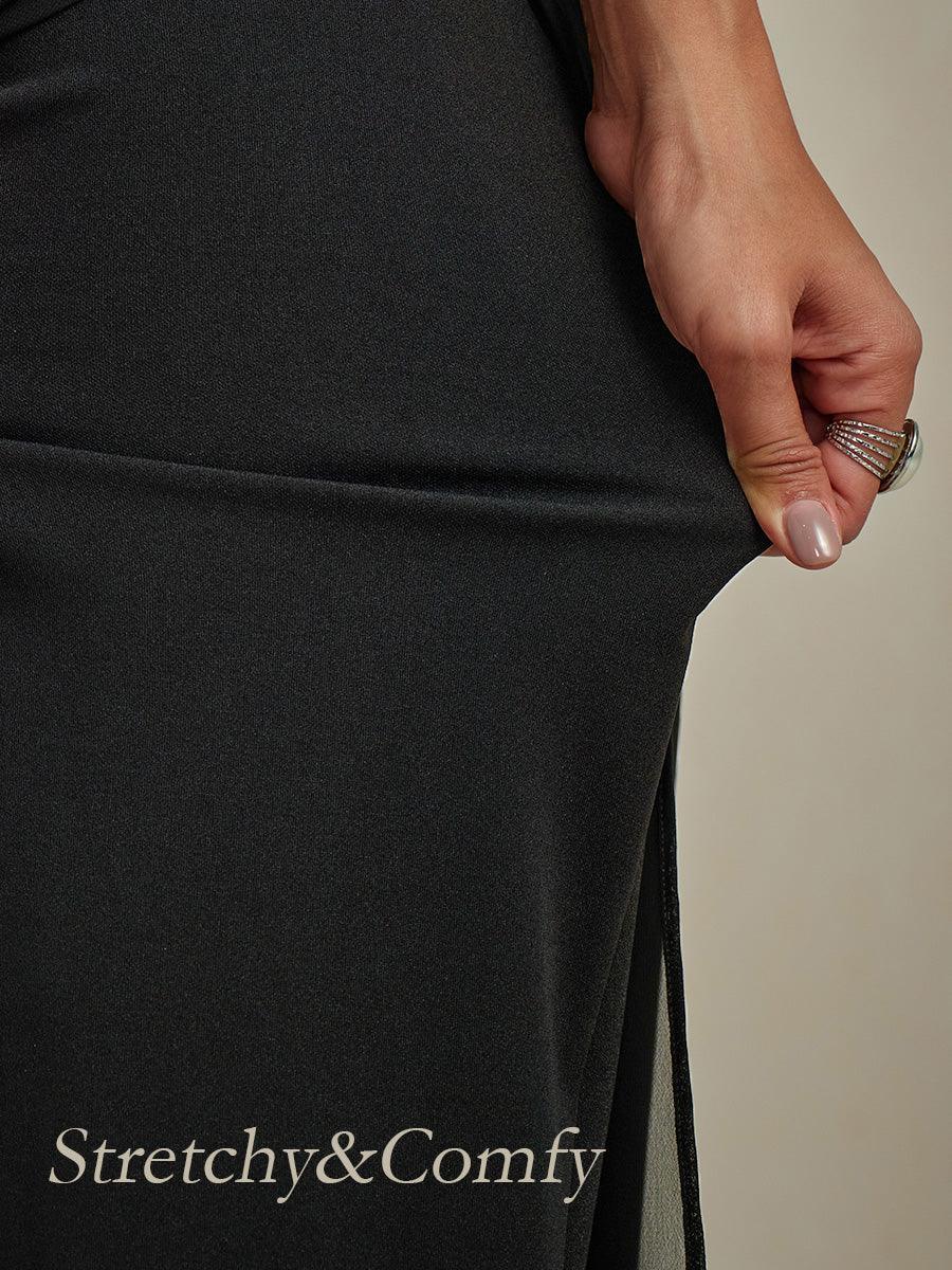 Marilivra - Rechte Broek met Chiffon Split