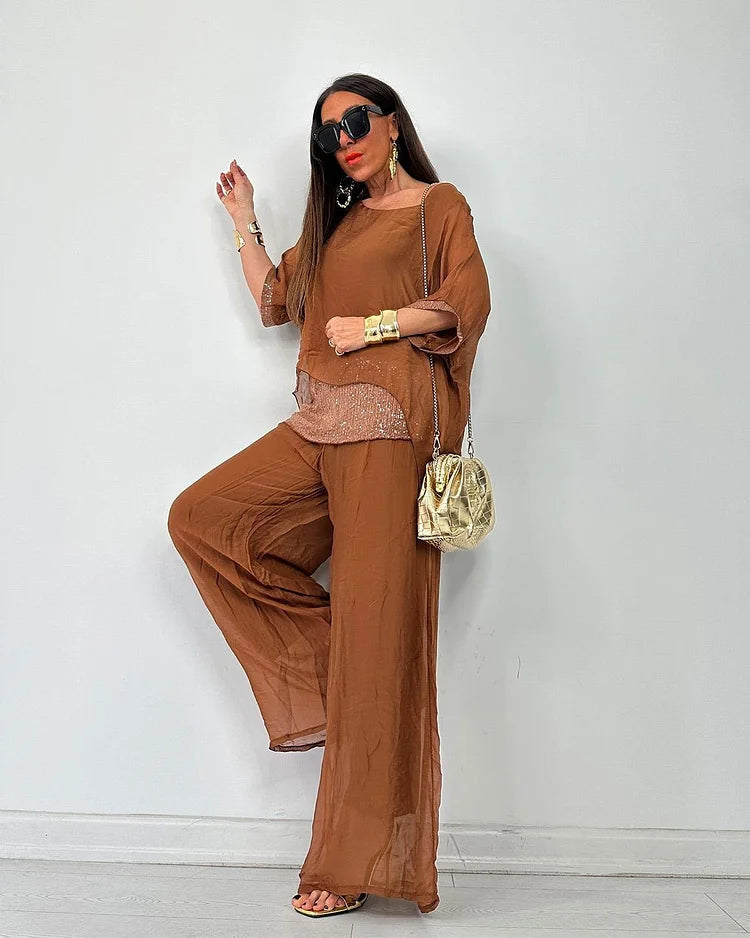 Aurélie™ - Chique zomerse tweedelige set – Vloeiende elegantie en licht comfort