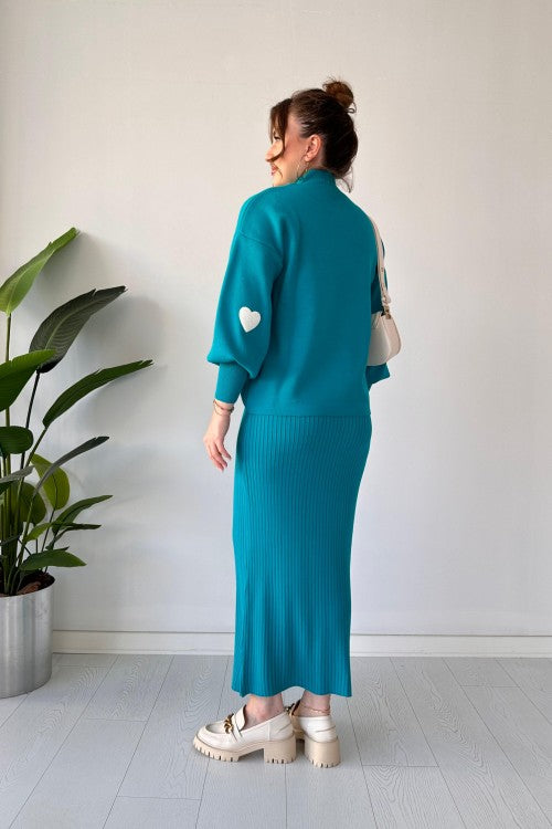 Annette™ - Trendy Set met Hartpatronen en Hoge Taille Rok