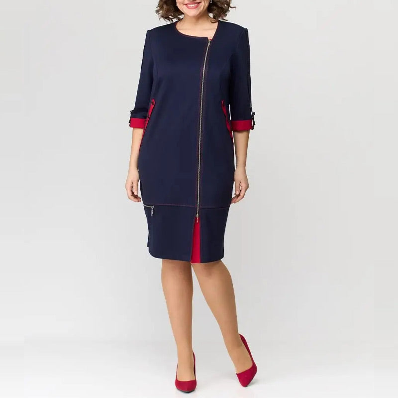 Hermine™ - Elegante Vrouwelijke Jurk met Zijrits