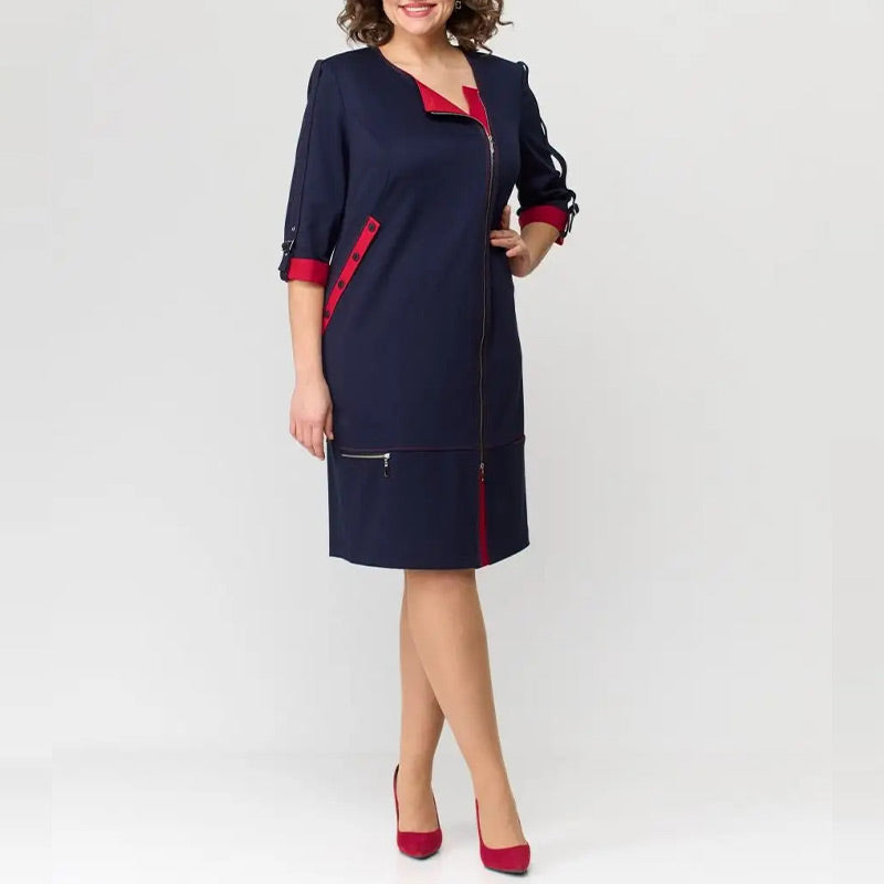 Hermine™ - Elegante Vrouwelijke Jurk met Zijrits