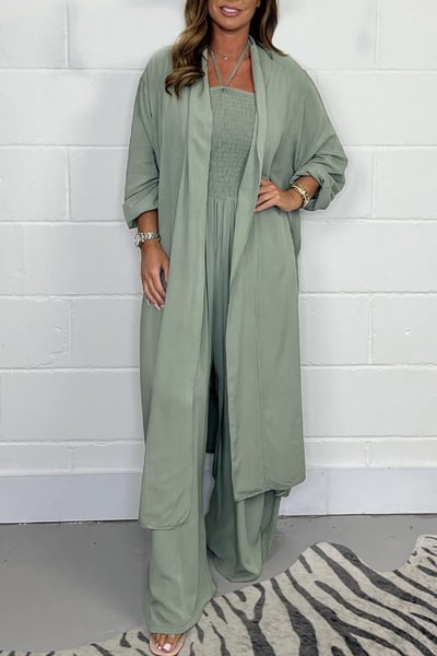 Benoîte™ - Vrouwen Backless Lace Up 2 Piece Wide Leg Set