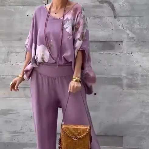Régine™ - Unieke bedrukte chiffon 2-delige set