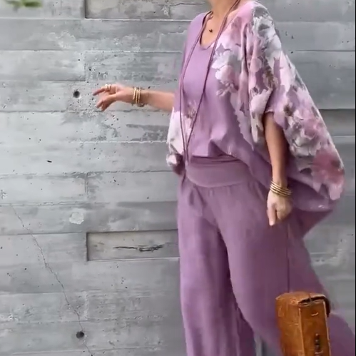 Régine™ - Unieke bedrukte chiffon 2-delige set