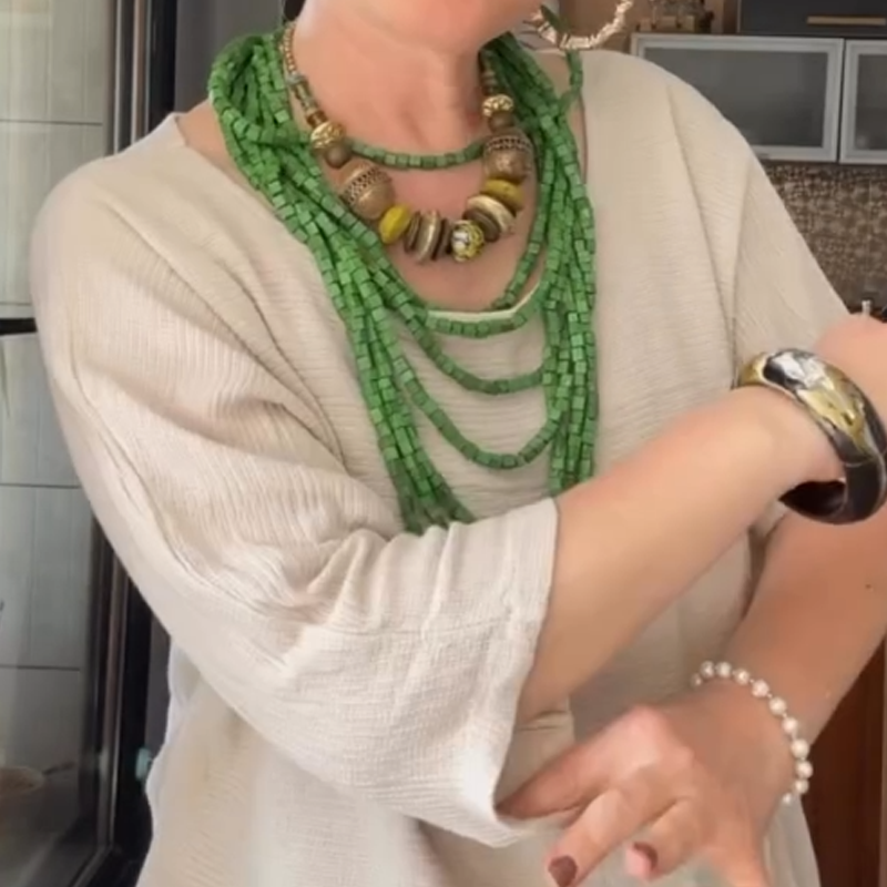 Fiorenza™ - Tweedelige katoenen en linnen blouse en rok voor dames