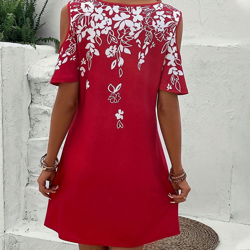 Elanora™ - Strapless jurk met bloemenprint en uitgesneden mouwen