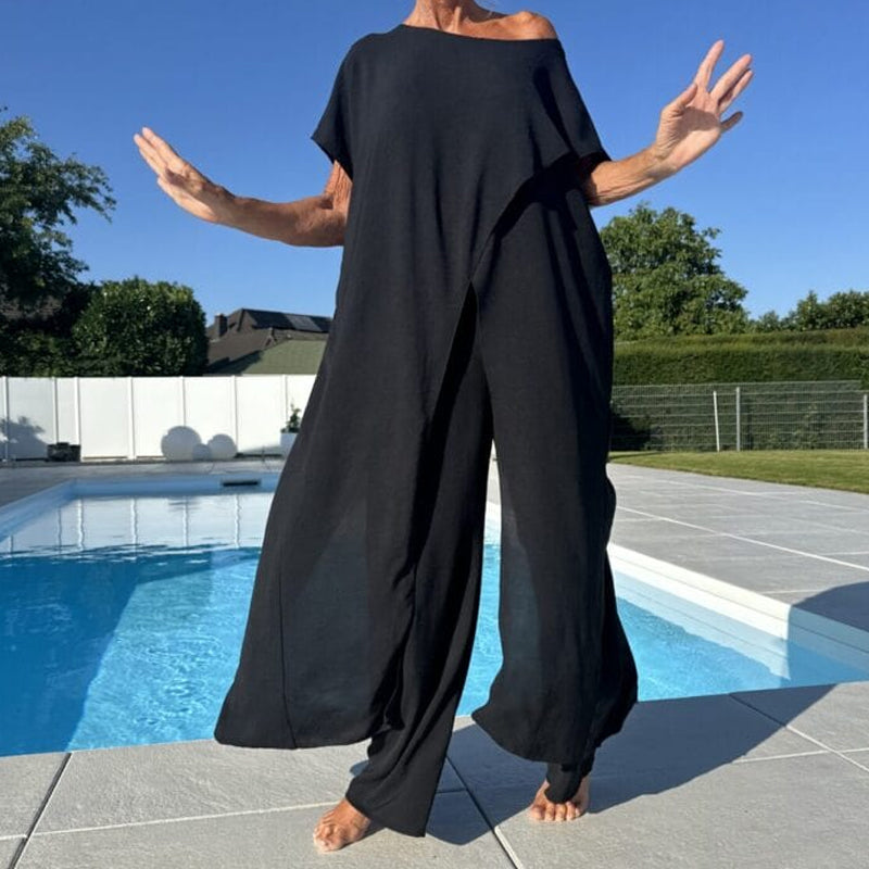 Palina™ - Mouwloze top en effen broek set