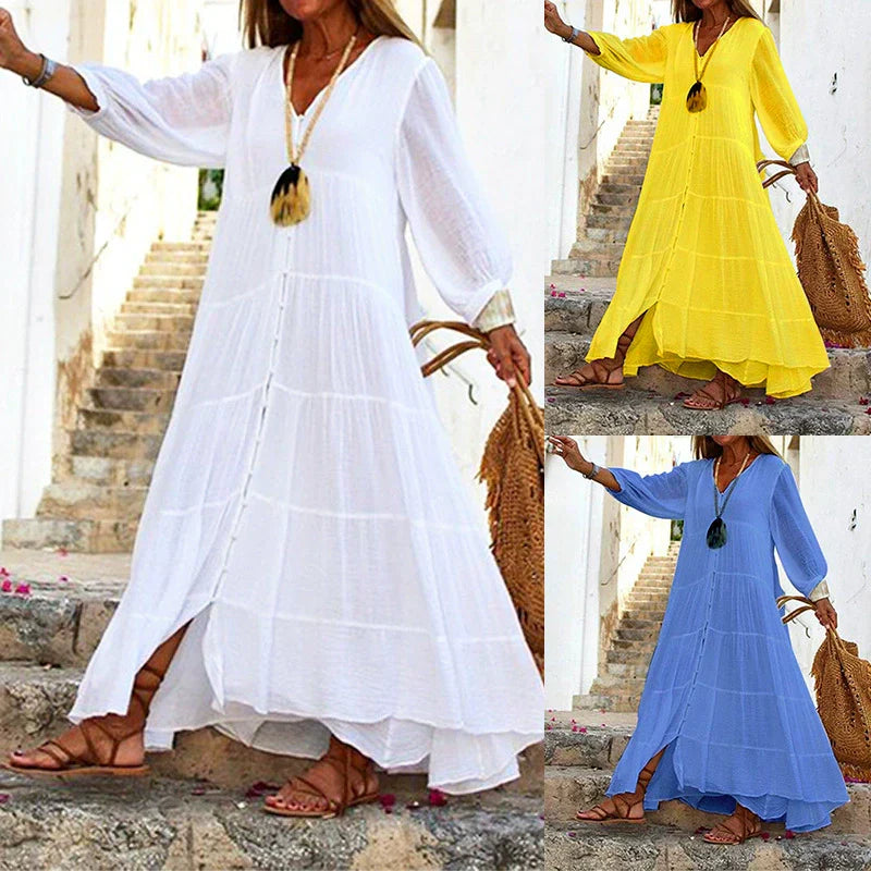 Lunariah™ - Dames maxi jurk met v-hals