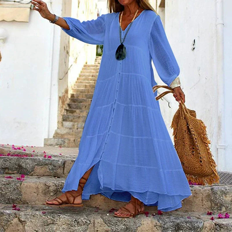 Lunariah™ - Dames maxi jurk met v-hals
