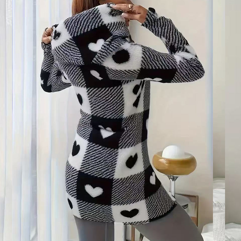 Doralisse - Lange Geruite Jas met Capuchon