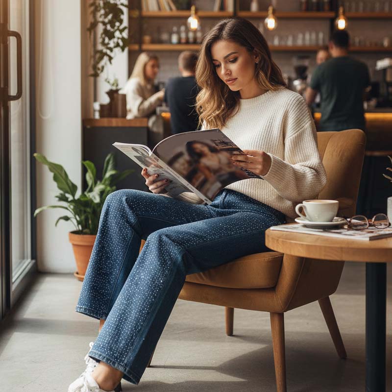 Lunessavelle - Elegante Jeans Voor Vrouwen Met Strass